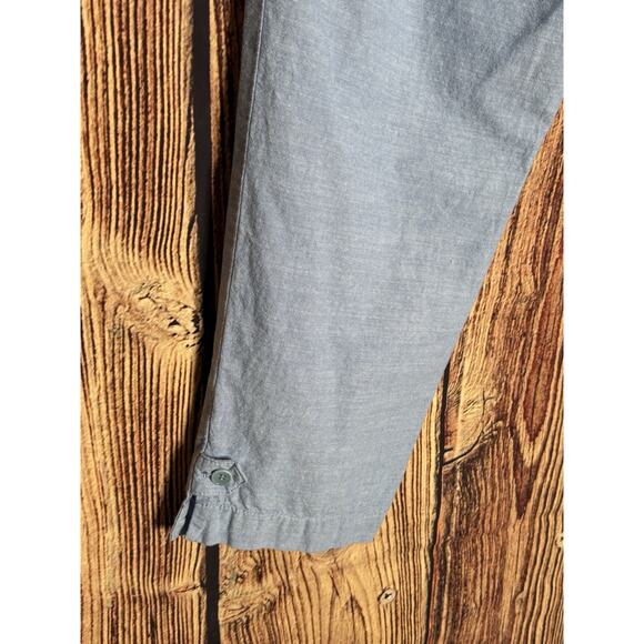 Talbots Perfect Crop Pant chambray Blue Curvy Fit Stretch Button Hem Size 10 - Picture 8 of 11